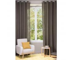 Tenda in lino slavato marrone con occhielli 130 x 300 cm