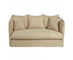 Divano letto 2 posti beige in lino lavato Louvre