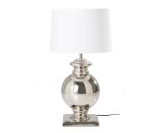 Lampada in metallo cromato con abat-jour bianco
