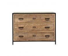 Cassettone stile industriale in massello di mango e metallo Manufacture