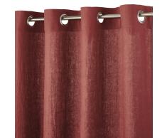 Tenda con occhielli in lino rosso carminio, 130x300