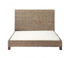 Letto 160x200 cm in massello di mogano et rotin Hampton