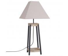 Lampada in abete e abat-jour beige