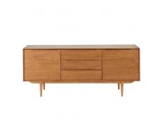Credenza bassa lunga vintage in massello di quercia Portobello