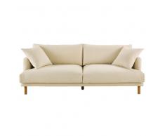 Divano 3 posti in cotone e lino beige Raoul