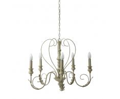 Lampadario beige 5 bracci in metallo D 63 cm CHARLOTTE