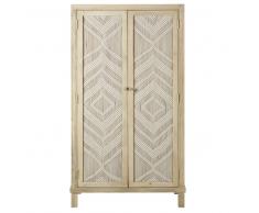 Armadio a 2 ante in legno massello di mango e macramè Macrame