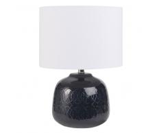 Lampada in ceramica blu e abat-jour bianco