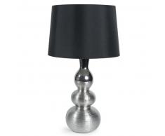 Lampada in ceramica argento e abat-jour in tessuto nero A 65 cm SYLVERE