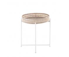 Tavolino da divano con piano amovibile in rattan intrecciato