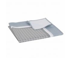 Tovaglia a motivi blu, bianchi e grigi, 140x250 cm