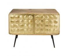 Credenza 2 porte in legno massello di mango e metallo effetto dorato Gatsby