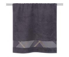 Asciugamano in cotone grigio a motivi grafici, 50x100