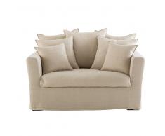 Divano 1/2 posti in lino beige Bartholomé