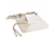 Tenda con laccetti in cotone talpa e bianca, 105x250