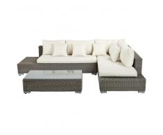 Salotto da giardino in resina intrecciata bianco Benguerra