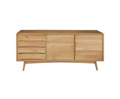 Credenza a 2 ante e 2 cassetti in legno massello di quercia Almond