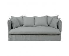Divano letto 3/4 posti in lino lavato grigio chiaro Louvre