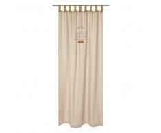 Tenda con laccetti in cotone beige, 140x250 cm