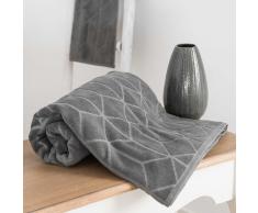 Asciugamano da bagno grigio antracite a motivi in cotone 70x140cm OP ART