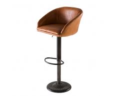 Sedia da bar industriale in pelle color cammello Gama