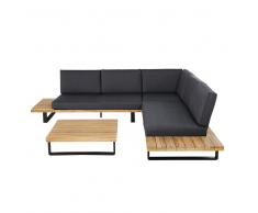 Salotto da giardino 4/5 posti in alluminio e legno massello di acacia Bahamas