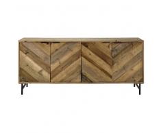 Credenza bassa stile industriale in pino riciclato Chevron