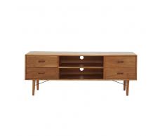 Mobile TV vintage a 4 cassetti in legno massello di acacia Yucca