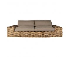 Divano da giardino 2/3 posti in rattan e cuscini color talpa St Tropez