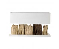 Lampada in legno e abat-jour in cotone bianco H 46 cm PRANBURI