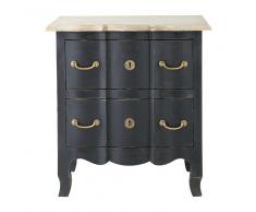 Comodino nero 2 cassetti in mango Versailles