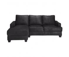 Divano ad angolo sinistro nero in microsuede 3/4 posti Philadelphie