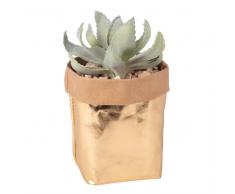 Pianta grassa artificiale con vaso in carta Kraft dorata