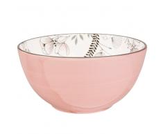 Insalatiera in maiolica rosa a motivi floreali