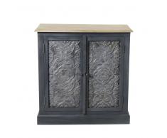 Credenza a 2 ante in legno massello di acacia grigio scuro e legno massello di mango Wabi