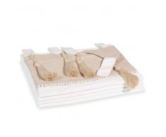 Tenda doppia bianca e beige in cotone con passanti 150 x 250 cm NAPOLI