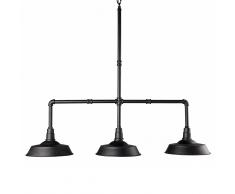 Lampada a sospensione 3 lampade in metallo nero L.104cm MANCHESTER
