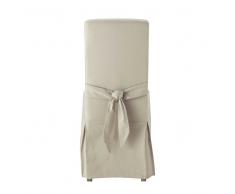 Fodera beige-grigio chiaro in cotone per sedia con fiocco Margaux