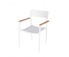 Sedia da giardino professionale in alluminio bianco e legno di teak Regate Pro
