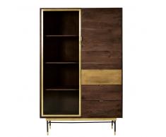 Vetrina a 2 ante e 3 cassetti in legno di acacia e vetro temperato Sterling