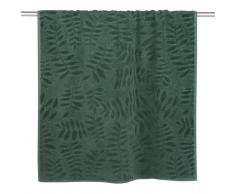Asciugamano in cotone verde con motivi a foglie, 70x140