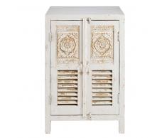 Credenza scolpita a 2 ante in mango bianco patinato Salvador