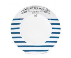 Piatto da dessert blu a righe in porcellana D 20 cm MARINIÈRE
