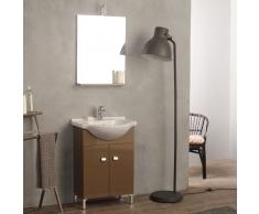 Mobiletto Bagno A Terra Con Lavabo E Specchio 58 Cm Cappuccino Easy