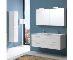 Mobile Bagno Classico 120 Cm Quattro Cassetti Doppio Lavabo Boston Bianco Lucido