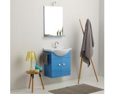 Mobile Bagno Piccoli Spazi Da 58 Cm Lavabo Specchio E Luce In Blu