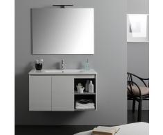 Mobile Bagno 90 Cm Con Ante E Vano A Giorno Modello Berlin Promenade Lavabo Ceramica Luce A Led