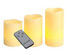 Best Season LED Ottica candele di cera, Set da, Luce Tremolante, colore, Plastica, beige, 7Â x 21Â x 15Â cm, 3Â unitÃ 