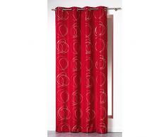 Douceur DIntérieur - 1605086, Tenda Con Occhielli , 140 X 260 Cm , Bully , Poliestere Stampato Argento , Rosso
