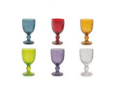 Villa dâEste Home Tivoli 2416394 Rombi Set 6 Calici da Vino, Vetro, Colori Assortiti